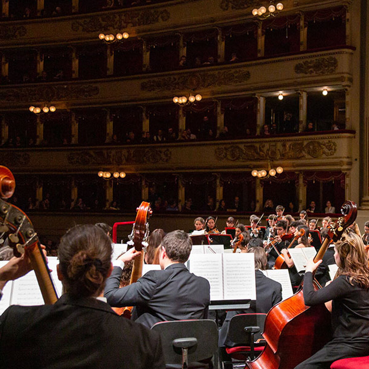 The young musicians of the Academy Orchestra performing at La Scala